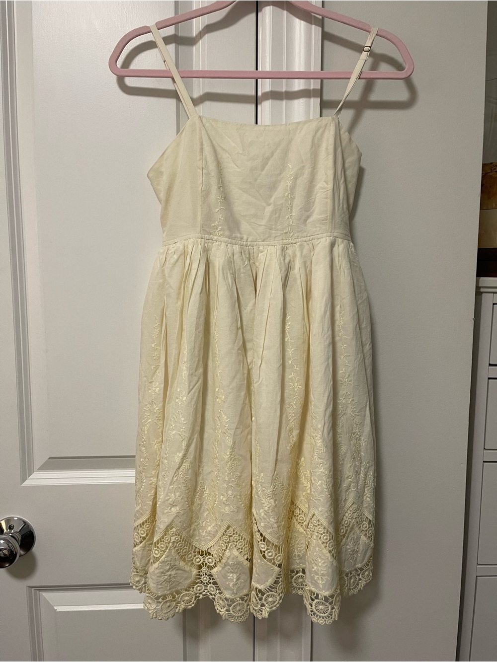 Altar'd State Cream Embroidered Spaghetti-Strap Girls Dress